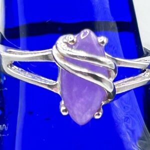 Vintage Avon 925 Sterling Lavender Jade Gem Stone Ring Sz 8
